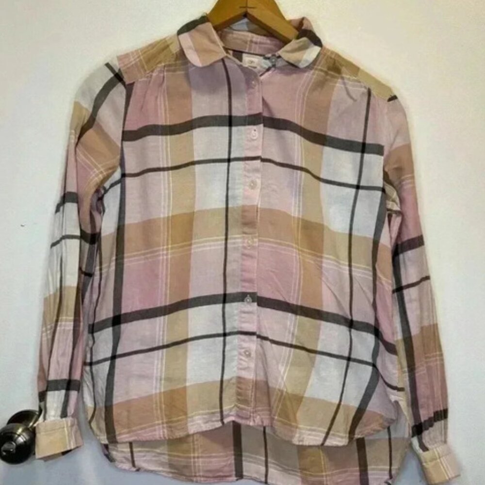 COPY - Loft button down women’s blouse pink plaid The Softened Shirt size XS